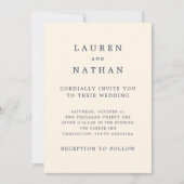 Invitation Vintage Mariage Floral | Marine et Crème (Devant)