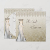 Invitation Vintage mariage Gown Pearls Fête des mariées dente (Devant / Derrière)