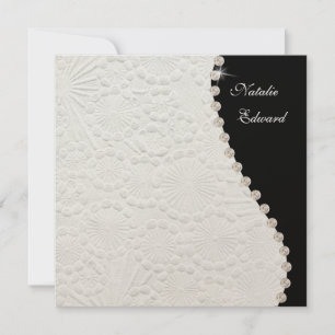 Invitation Vintage Mariage noir et blanc