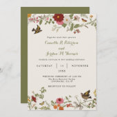 Invitation Vintage Mariage végétal (Devant / Derrière)
