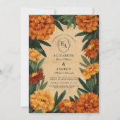 Invitation Vintage Marigold Botanique Campagne Mariage (Devant)
