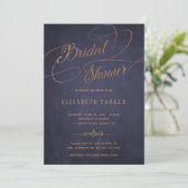 Invitation Vintage marine bleu or calligraphie nuptiale (Debout devant)