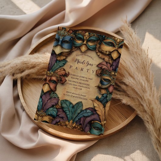 Invitation Vintage Masked Mardi Gras Masquerade