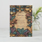 Invitation Vintage Masked Mardi Gras Masquerade (Debout devant)