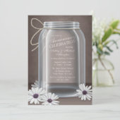 Invitation Vintage Mason Jar Daisy Anniversaire Brown (Debout devant)