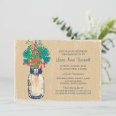 Invitation Vintage Mason Jar et Fleur sauvage Graduation (Debout devant)