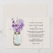 Invitation Vintage Mason Jar et Mariage Fleur sauvage (Devant / Derrière)
