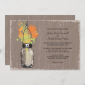 Invitation Vintage Mason Jar et Mariage Fleur sauvage (Devant / Derrière)