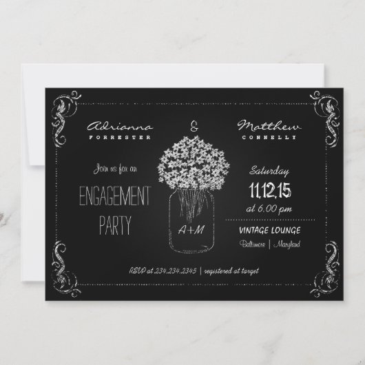 Invitation Vintage MasonJar's Engagement Party (Devant)