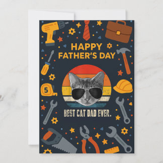 Invitation Vintage Meilleur Chat Papa Jamais Fête des pères C