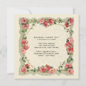Invitation Vintage Ménage, Fleurs Roses antiques Floral (Dos)