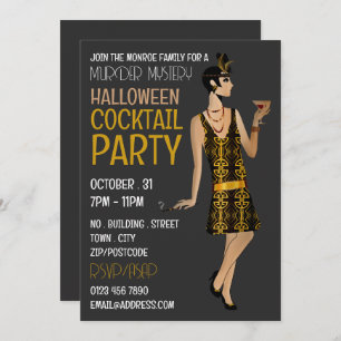 Invitation Vintage Meurtre Mystère Halloween Cocktail Party