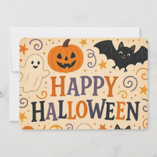 Invitation Vintage, mignon blanc Happy Halloween