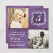 Invitation vintage mignonne d'anniversaire de (Devant / Derrière)