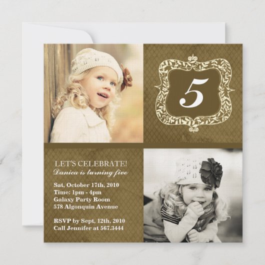 Invitation vintage mignonne d'anniversaire de (Devant)