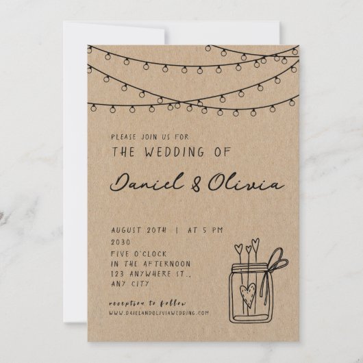 Invitation Vintage minimaliste Garland Classic BrownInvitatio (Devant)