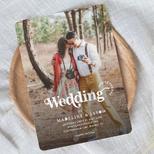 Invitation Vintage minimaliste moderne Mariage photo rétro