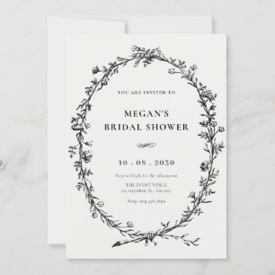 Invitation Vintage minimaliste simple douche nuptiale