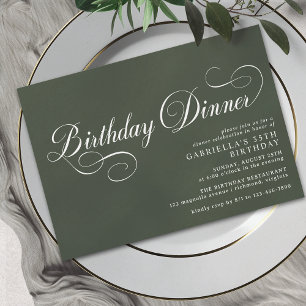 Invitation Vintage moderne Forêt Green Moss Anniversaire Dî