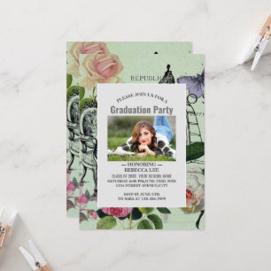 Invitation Vintage Monnaie French Rose Paris