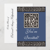 Invitation Vintage Monogram R Art Nouveau (Devant / Derrière)