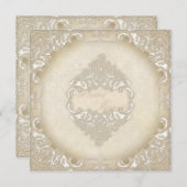 Invitation Vintage Monogramme Dentelle rose sauvage (Devant / Derrière)