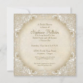 Invitation Vintage Monogramme Dentelle rose sauvage (Dos)