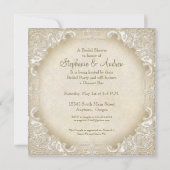 Invitation Vintage Monogramme dentelle rose sauvage tourbillo (Dos)