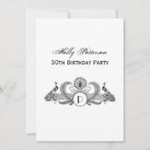 Invitation Vintage Monogramme Paons (Devant)