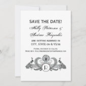 Invitation Vintage Monogramme Paons (Devant)
