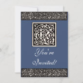 Invitation Vintage Monogramme R Art Nouveau (Devant)