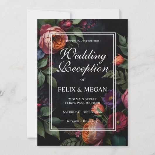 Invitation Vintage moody floral boho roses (Devant)