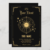Invitation Vintage Moon Sun boho art symbol (Devant / Derrière)