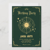 Invitation Vintage Moon Sun boho art symbol birthday (Devant)