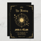 Invitation Vintage Moon Sun boho art symbol wedding (Devant / Derrière)