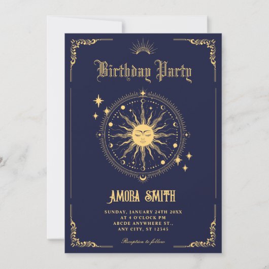 Invitation Vintage Moon Sun symbole d'art boho (Devant)