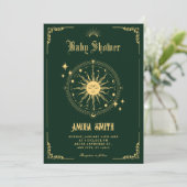 Invitation Vintage Moon Sun symbole d'art boho baby shower (Debout devant)