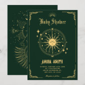 Invitation Vintage Moon Sun symbole d'art boho baby shower (Devant / Derrière)
