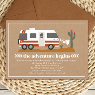 Invitation Vintage Motorhome Cardstock Baby shower neutre