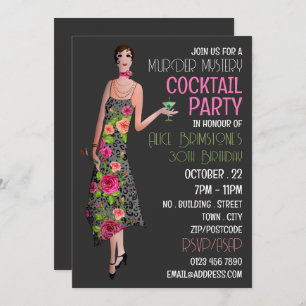 Invitation Vintage Murder Mystery Cocktail Party, Anniversair