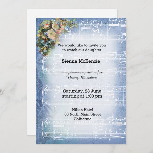 Invitation Vintage music (Devant / Derrière)