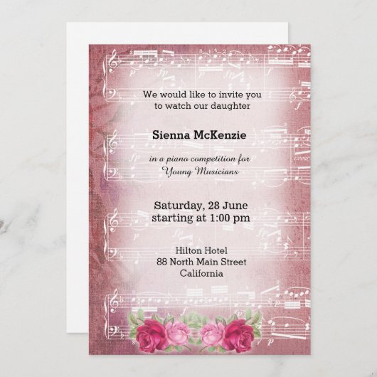 Invitation Vintage music (Devant / Derrière)