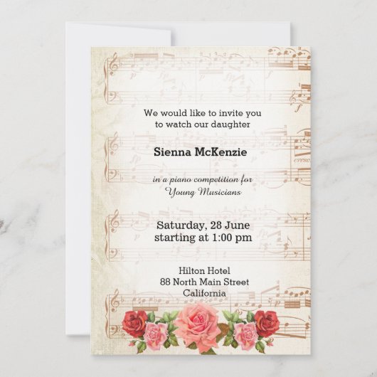 Invitation Vintage music (Devant)