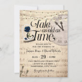 Invitation Vintage Musical Blue Rose Dome Fairytale Mariage (Devant)