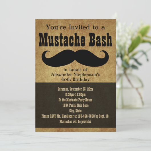 Invitation Vintage Mustache Bash (Debout devant)