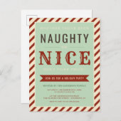 Invitation vintage Naughty Ou Nice Holiday Party (Devant / Derrière)