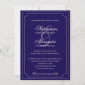 Invitation Vintage Navy Checkered Old Money Photo Wedding (Dos)