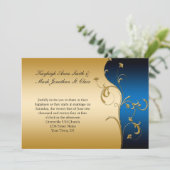 Invitation Vintage Navy et Gold Floral Mariage (Debout devant)