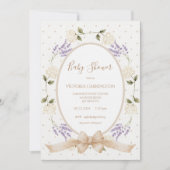 Invitation Vintage Neutral Floral Frame Baby (Devant)