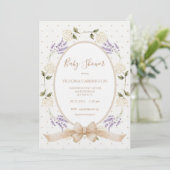Invitation Vintage Neutral Floral Frame Baby (Debout devant)